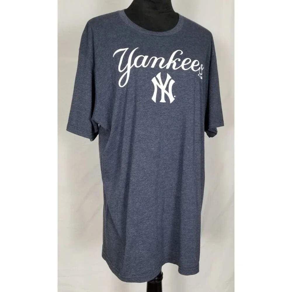 NEW YORK YANKEES Majestic T-shirt Size XL Heather Navy Short Sleeve Mens - Picture 1 of 8